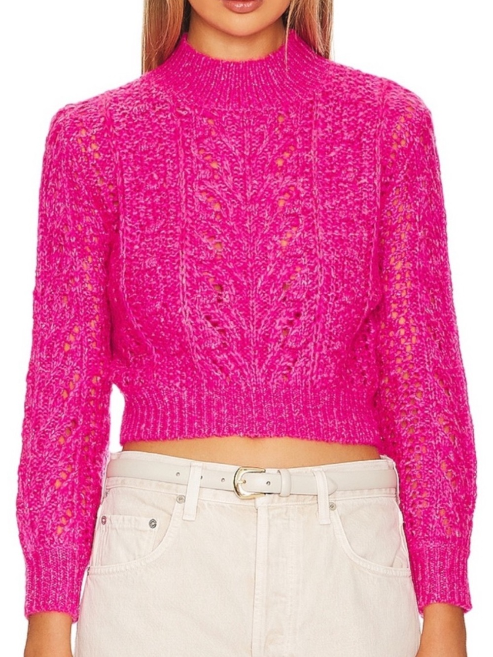 REVOLVE Hesrtloom Cable Knit Cropped Peony Scout Sweater XS EUC
